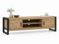 Szafka RTV z Półkami z Płyty MDF i Metalu Dąb/Czarny 150x40x50cm