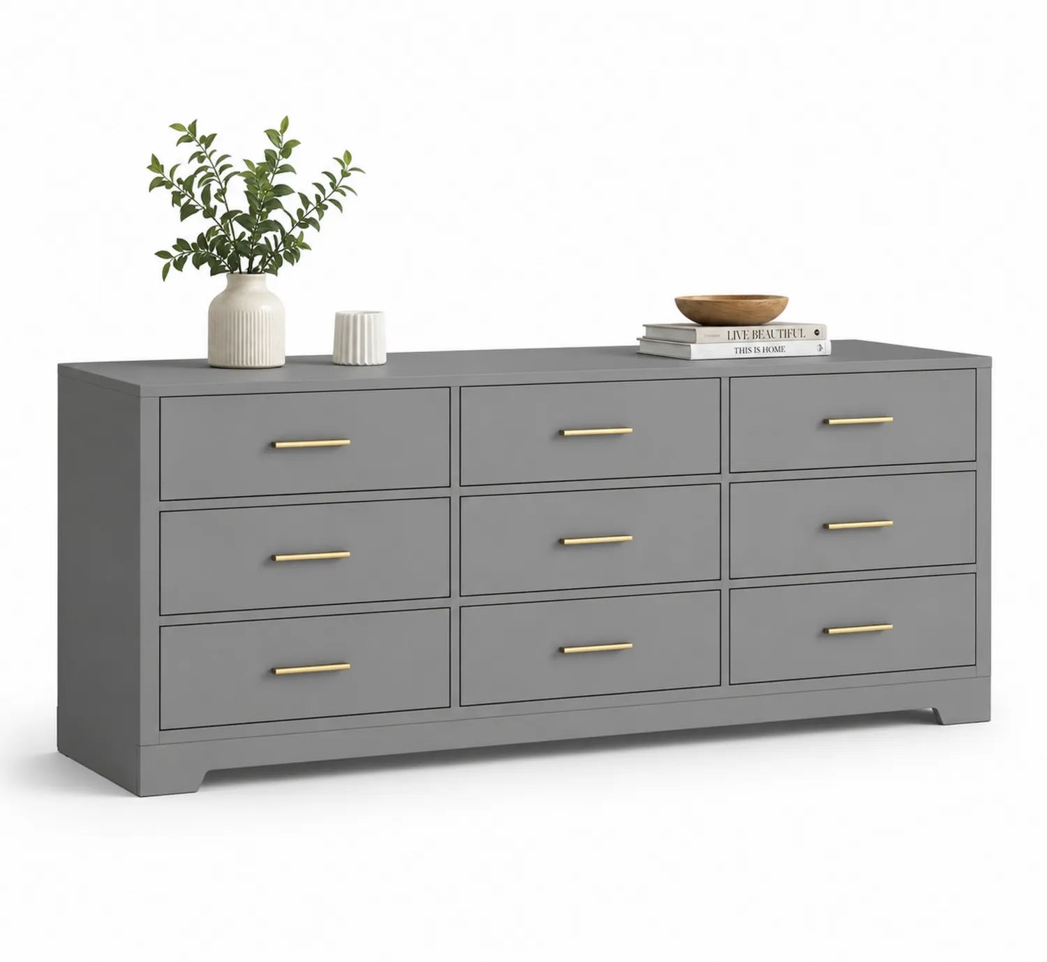 Komoda z 9 szufladami MDF Szara
