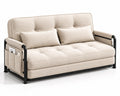 Sofa rozkładana z tkaniny lnianej z metalową ramą 190x85x90 cm Beżowa