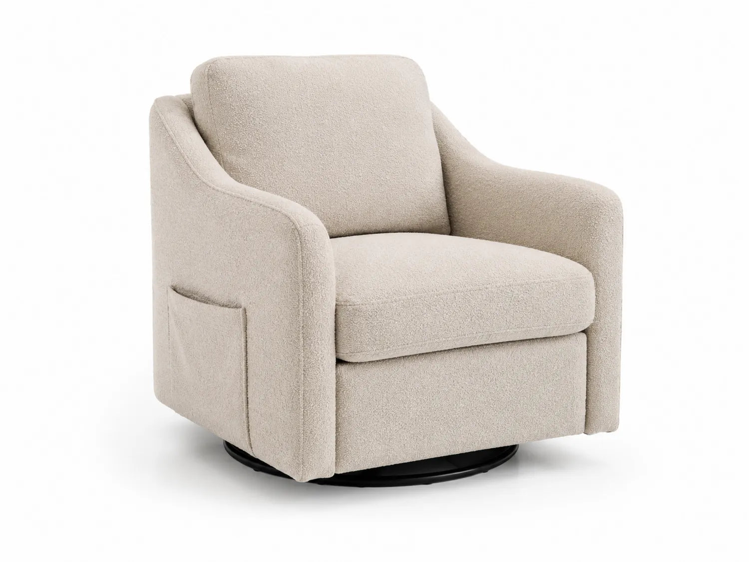 Fotel obrotowy z tkaniny bouclé, beżowy, 75cm