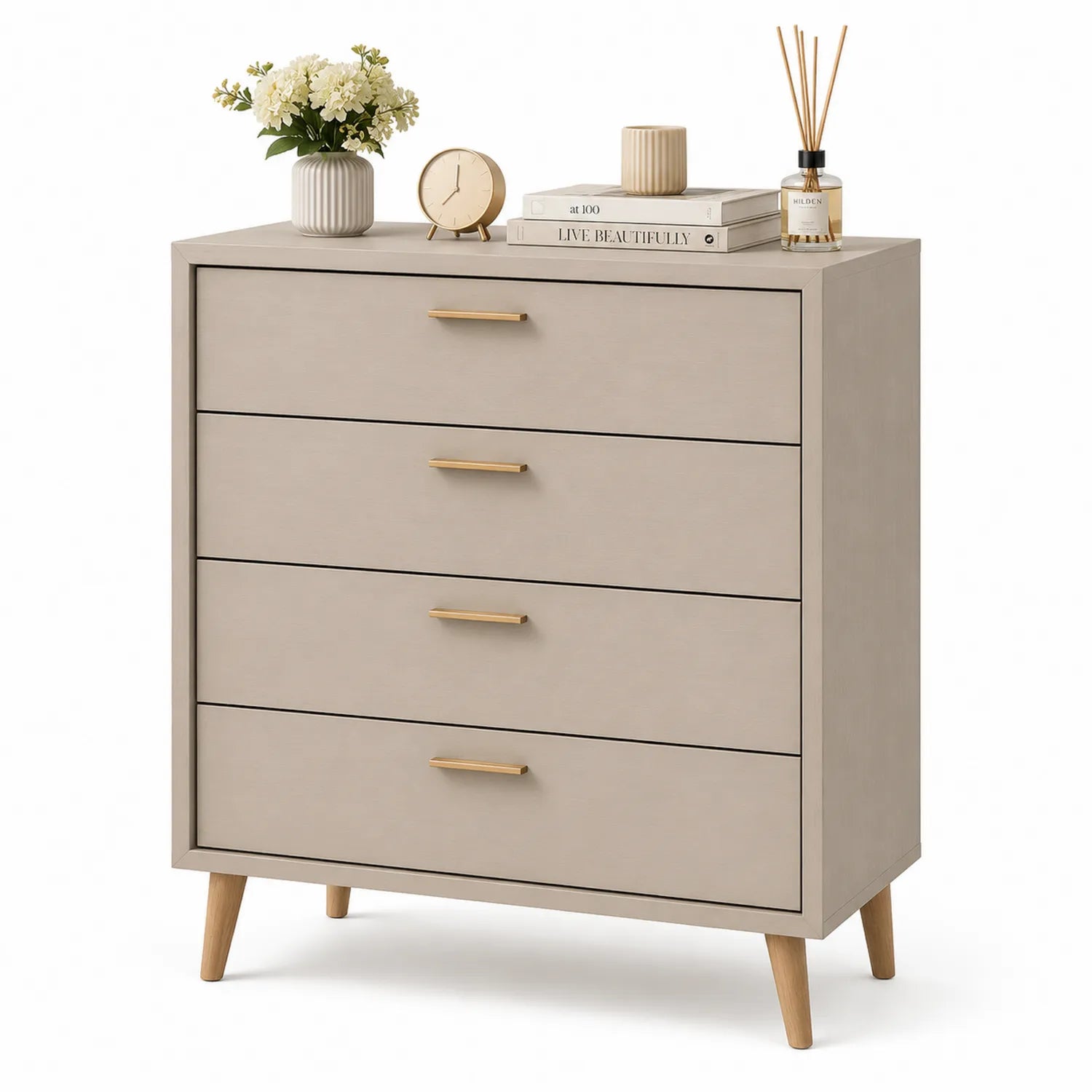 Komoda z 4 szufladami MDF Beżowa