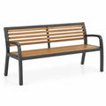 Ławka ogrodowa metalowa z listwami drewnianymi 120 cm
