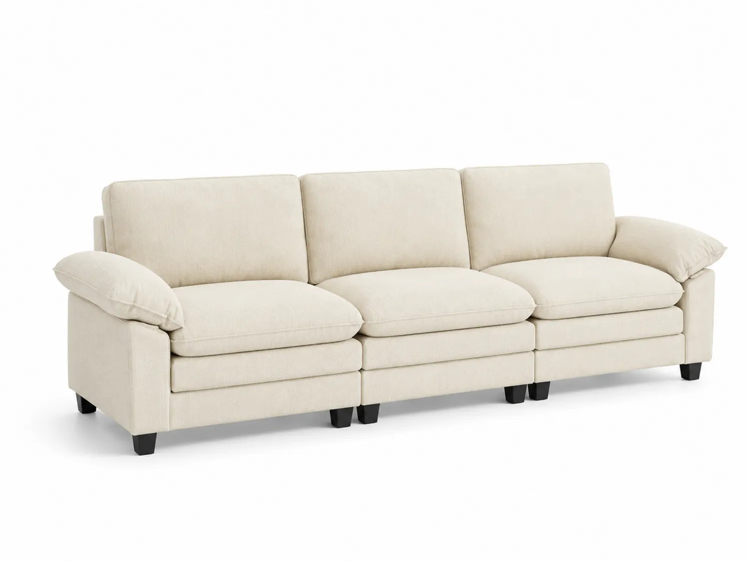 Sofa 3-osobowa z tkaniny poliestrowej Beżowy 230 cm