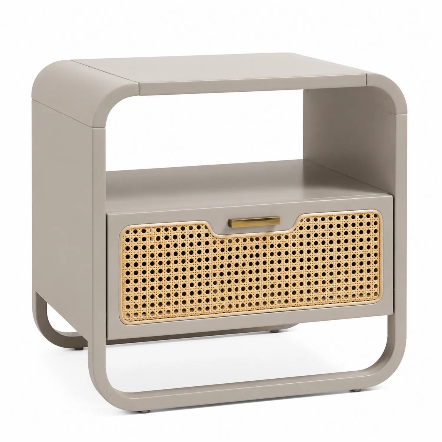 Szafka nocna z MDF z rattanowym frontem, 50cm x 40cm x 30cm