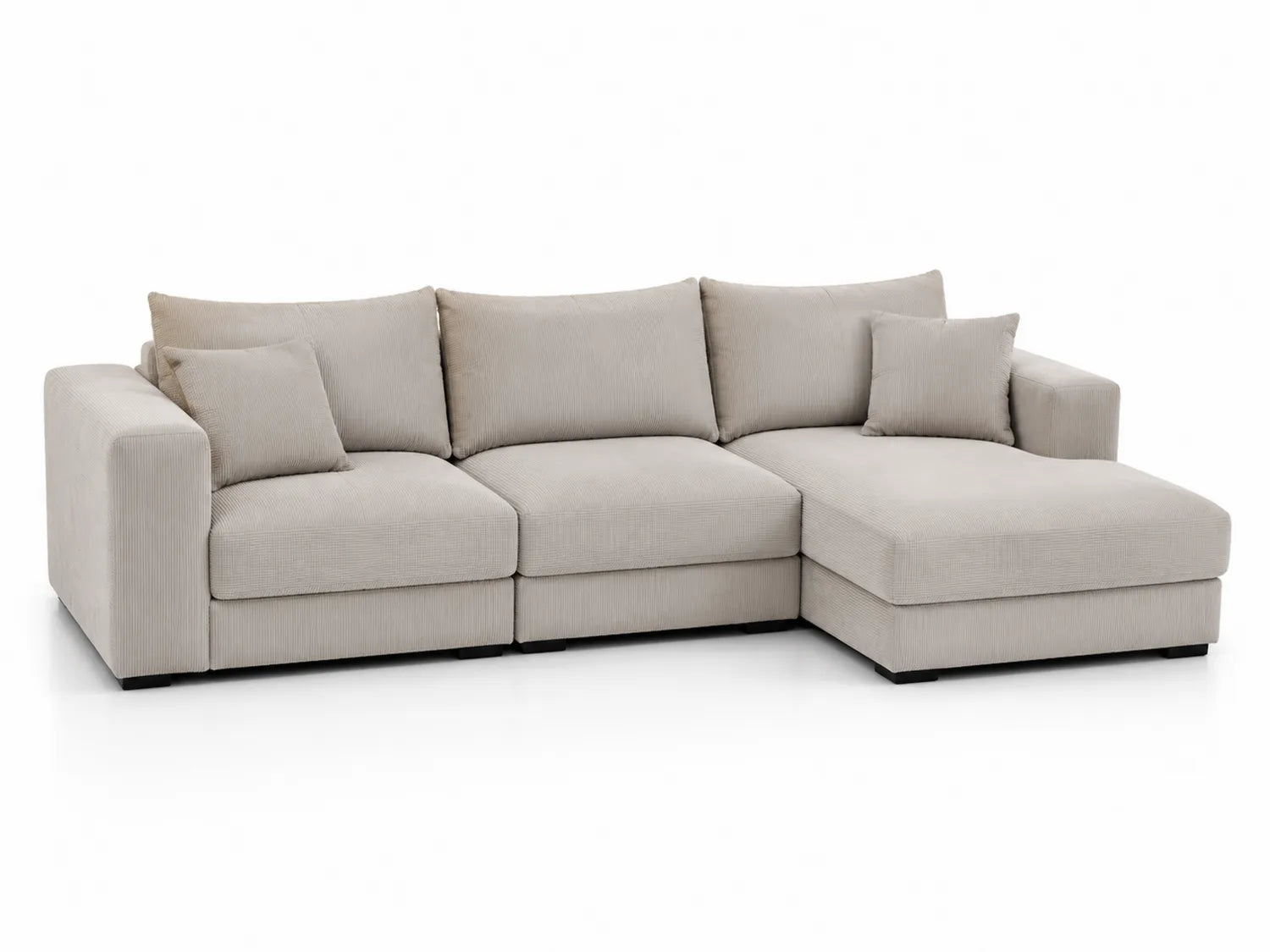 Sofa narożna L z tkaniny sztruksowej beżowa 300x200 cm