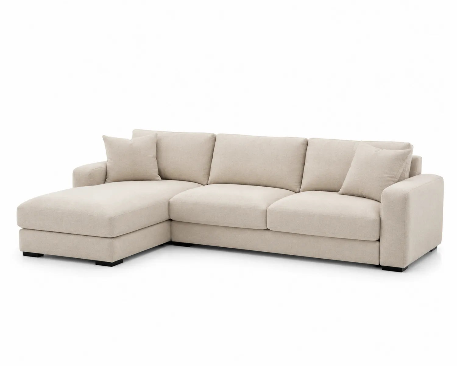 Sofa narożna 4-osobowa L-kształtna Poliester Beżowy 250cm
