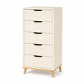 Komoda z 5 szufladami MDF i drewna Kremowy