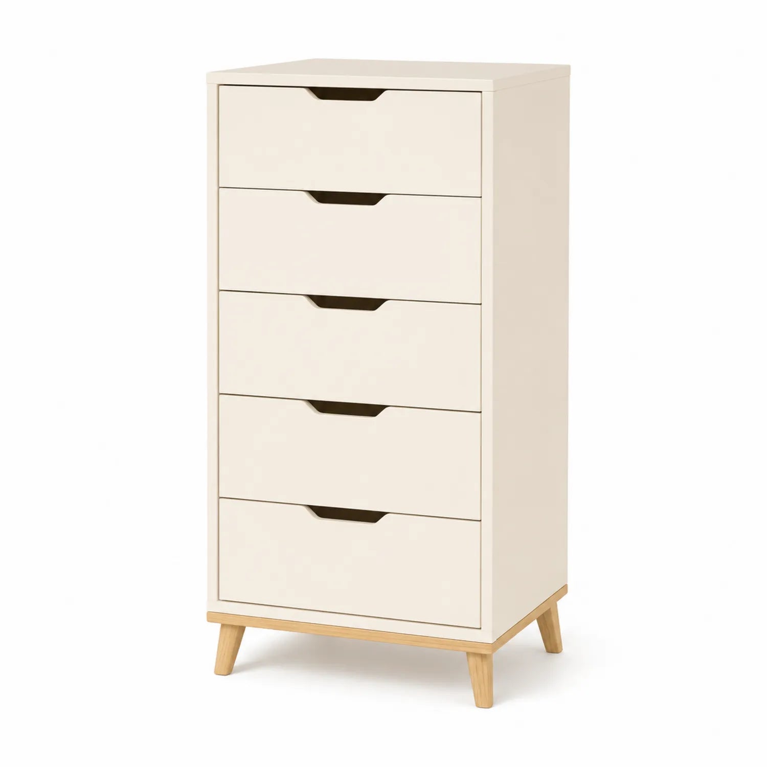 Komoda z 5 szufladami MDF i drewna Kremowy