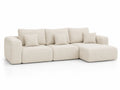 Sofa narożna z szezlongiem z poliestru beżowa 300cm