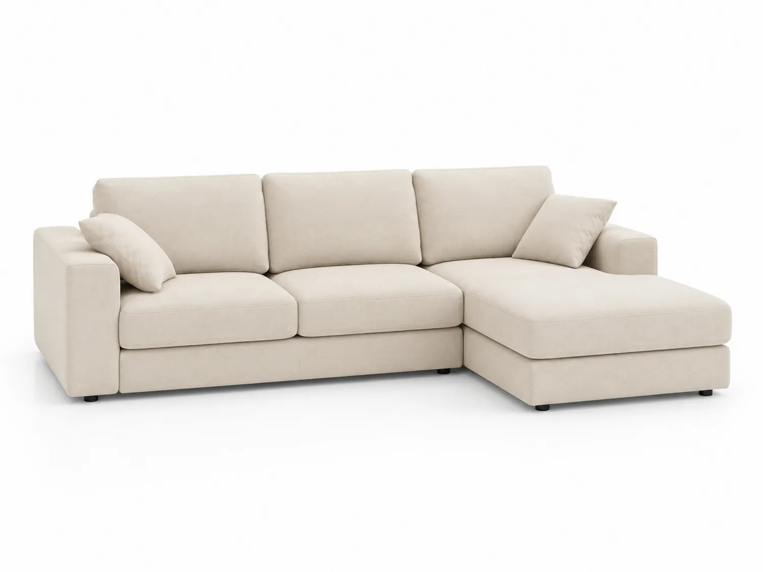 Narożna sofa z tkaniny poliestrowej 250 cm x 150 cm Beżowa